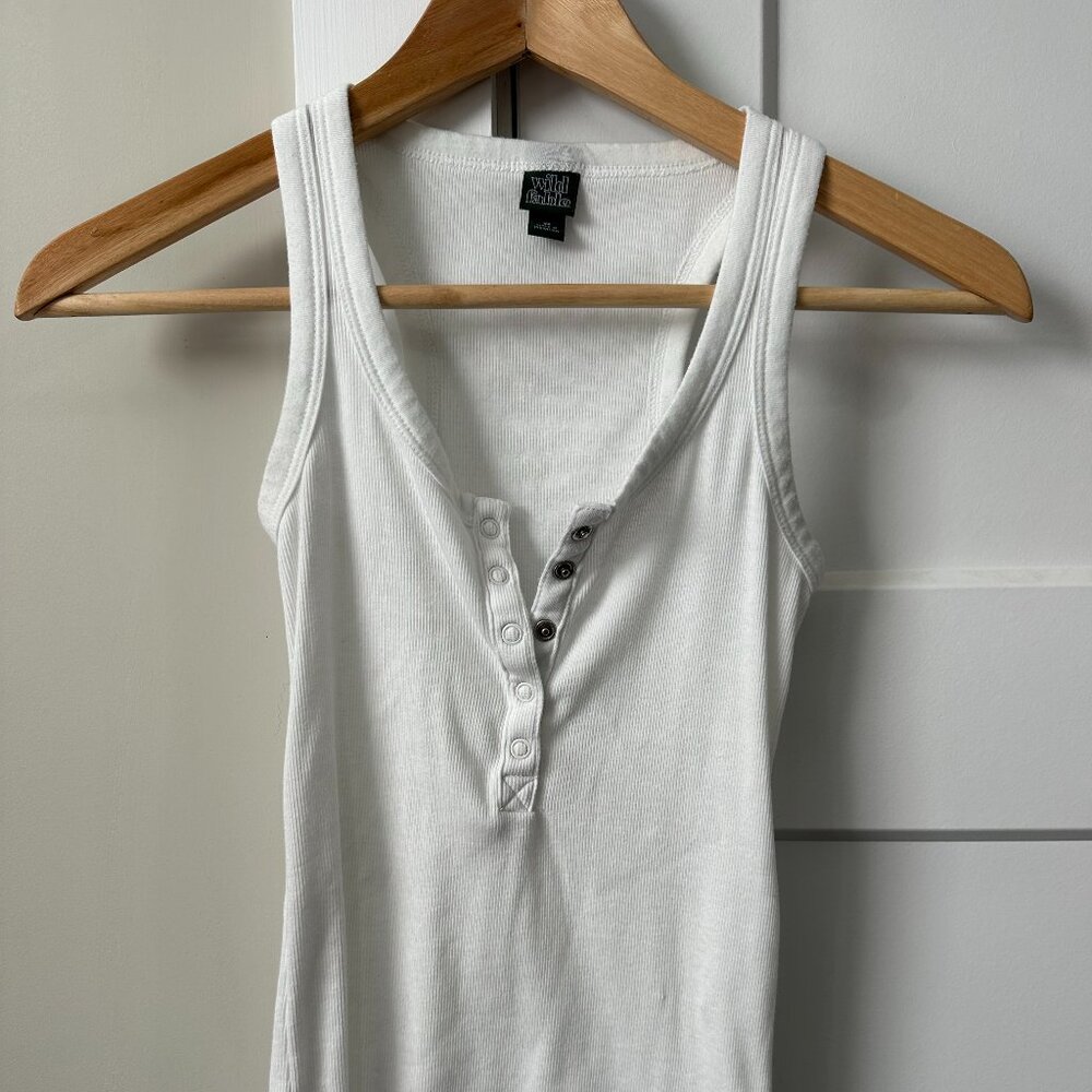 wild fable | White Henley Tank Top | Extra Small